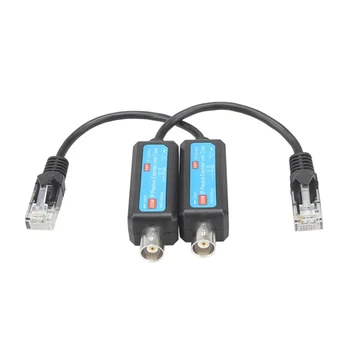 1 пара удлинителей коаксиального передатчика и приемника IP-сети из синего и черного пластика для камеры 10/100 Мбит/с от IP до коаксиального кабеля