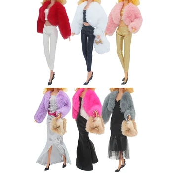 11-дюймовая кукла, плюшевое пальто с платьем/ брюками / обувью/ Набором сумок, аксессуары для одевания, модная одежда, костюм для куклы 30 см