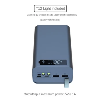 12X18650 Зарядный Батарейный Отсек Для Сварки Бесплатного Батарейного Отсека Для Хранения DIY Power Bank Case T12 со Светом 18650 Батарейный Отсек