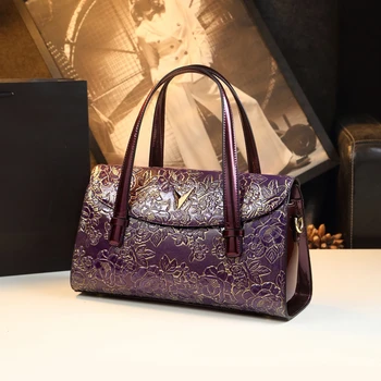 2023 Новая модная женская сумка большой емкости для мамы, фиолетовая сумка-мессенджер из натуральной кожи, переносные сумки-тоут