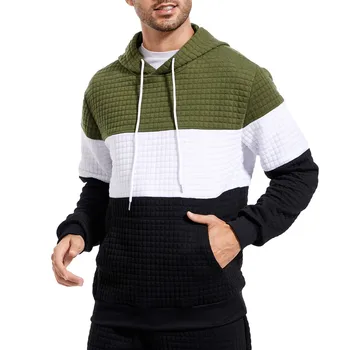 2023 Новая мужская толстовка Waffle Couple, Повседневный спортивный пуловер с карманами, свитер с капюшоном и завязками в полоску, Свободный топ