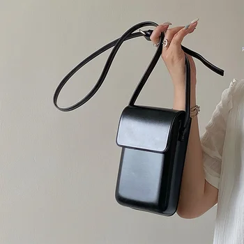 2023 Сумки через плечо с клапаном, женские мини-кошельки и сумочки из искусственной кожи для девочек, дамский телефон, простая однотонная дизайнерская сумка