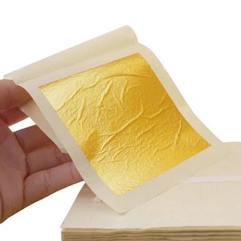 24K Подлинная золотая фольга 9,33 см Листовое золото Листы золотой фольги для украшения торта своими руками Декоративно-прикладное искусство Бумага Homr Позолота из настоящей золотой фольги