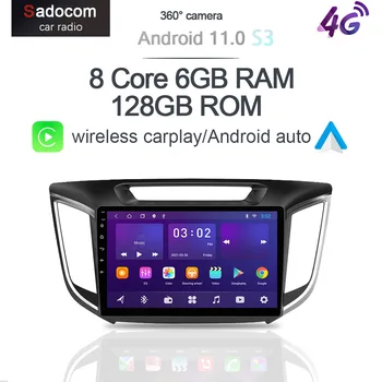 360 Панорамный Carplay 6G + 128G Android 11,0 Автомобильный DVD-плеер GPS Карта WIFI Bluetooth 5,0 RDS Радио Для Hyundai Creta IX25 2015-2019