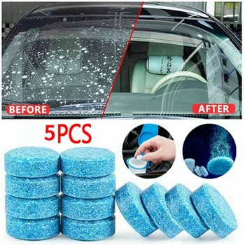 5 шт. Синяя шипучая таблетка для мытья окон автомобиля, Суперконцентрированный стеклоочиститель, Таблетка для удаления пятен, средство для детализации автомобиля