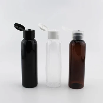 50шт 120 мл Прозрачная черная бутылка Бутылка для эфирного масла Контейнер для упаковки образцов 4 унции Пластиковая косметическая пустая бутылка с откидной крышкой