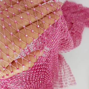 65x55 см Розовая Леска для рыболовной сети AB Stone Crystal Rhinestone Соединительная ткань 2023 Ins Горячий дизайнер для декора платья-маски своими руками