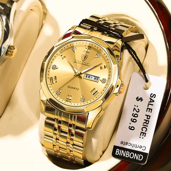 BINBOND Роскошные мужские наручные часы Лидирующий бренд, Водонепроницаемые, со светящейся датой, неделей, мужские часы, кварцевые мужские часы из нержавеющей стали, мужские reloj
