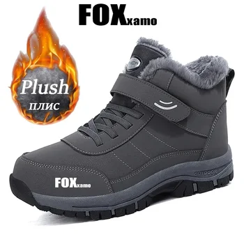 Foxxamo Велосипедные мужские зимние ботинки для спорта на открытом воздухе Армейский зимний пеший туризм Плюшевые ботильоны, сохраняющие тепло, Водонепроницаемая обувь, Рабочая обувь