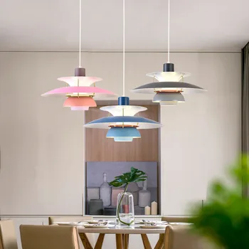 Ins Красочные Подвесные светильники с зонтиками Macaron Nordic LED Потолочный светильник Art Decor Hanglamp Для гостиной Lamparas Светильники