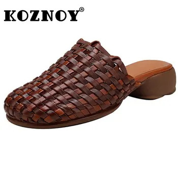 Koznoy 3,5 см, Новинка, Женская летняя обувь из натуральной кожи, удобные тапочки, дизайнерские слипоны, женская мода