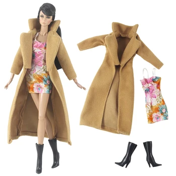 NK 1 комплект 30 см Юбка принцессы благородного фасона Костюм Модное пальто Зимняя одежда Обувь для куклы Барби Аксессуары Подарок для ребенка Игрушка для девочки