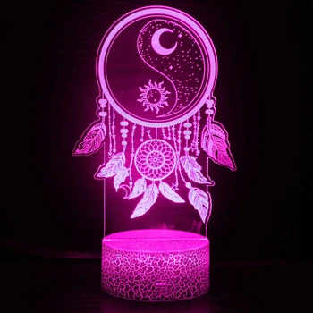 Nighdn 3D Иллюзионная лампа СВЕТОДИОДНЫЙ ночник Ловец снов, Меняющий 7 цветов, украшение спальни, подарок на день рождения, Рождественский подарок для детей и женщин