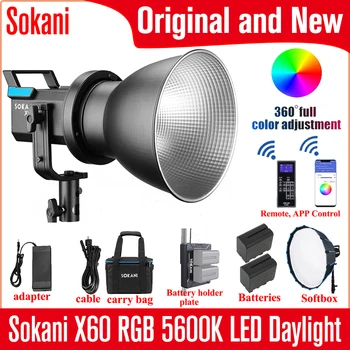 Sokani X60 RGB Photography Lighting Непрерывный свет светодиодная видеосвязь 5600K дневной студийный заполняющий светильник для студийной видеозаписи