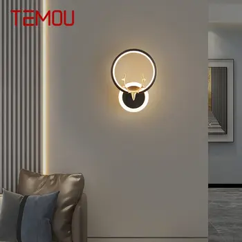 TEMOU Современные Черные Латунные бра со светодиодной подсветкой 3 цвета Роскошная Декоративная лампа Рядом с кроватью для дома