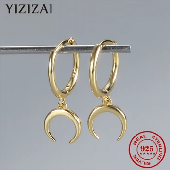 YIZIZAI, подлинное серебро 925 пробы, корейские милые серьги-кольца с Лунным акцентом, роскошные украшения для девочек на каждый день