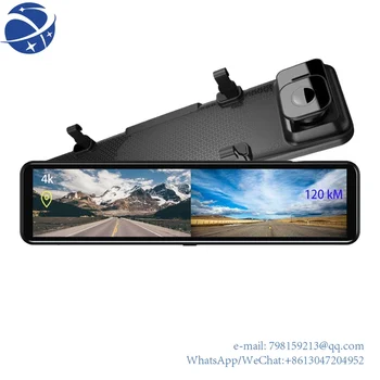 yyhcyyhc12-Дюймовое Зеркало Заднего Вида Автомобильный Видеорегистратор 4k 2160P С Сенсорным Экраном Dash Cam Видеорегистратор С GPS Камерой Ночного Видения Заднего Вида