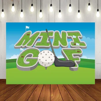 Баннер для гольфа, флаг с мячом для гольфа, Поле с зеленой травой, Голубое небо, Белые облака, фон для вечеринки в гольф, Баннер на день рождения, детский реквизит