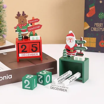 Веселого Рождества Деревянный календарь с изображением Санта-Лося Рождественские украшения Рождественские украшения для дома Календарь обратного отсчета на Новый 2024 год Подарок