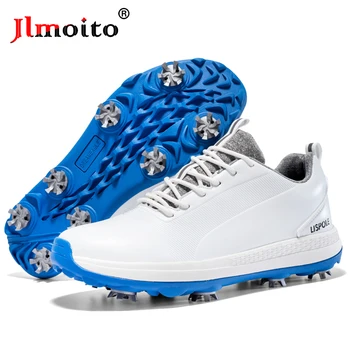 Водонепроницаемые мужские кожаные туфли для гольфа С нескользящими шипами, кроссовки для гольфа, дышащие кроссовки для тренировок по гольфу, спортивная обувь для гольфа для начинающих