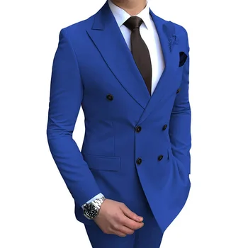Высокое качество (блейзер + брюки), мужской элегантный модный повседневный костюм в британском стиле для ведущего свадебного банкета, джентльмена, тонкий костюм-двойка