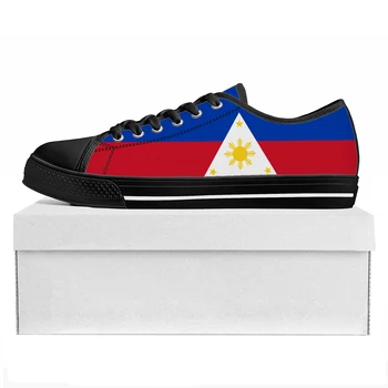 Высококачественные кроссовки с низким берцем под флагом Филиппин, мужские Женские парусиновые кроссовки для подростков, Модная повседневная обувь для пар, Обувь на заказ
