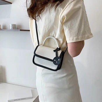 Дизайнерские сумки через плечо с пандентом для женщин, Корейские женские кожаные сумки контрастных цветов, женские сумки, женская сумка-тоут