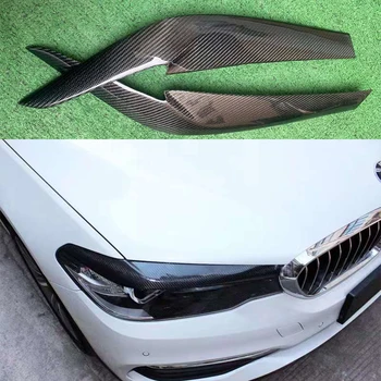 Для BMW 5 серии G30 G38 530 540 2017-2020 Верхняя крышка фары для бровей из углеродного волокна, украшение крышки передней фары, обвес
