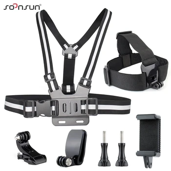Для GoPro Hero 10 9 8 7 6 5 4 3 2 1 Аксессуары для экшн-камеры Нагрудный ремень Крепление для ремня безопасности + головной ремень + крепление для рюкзака