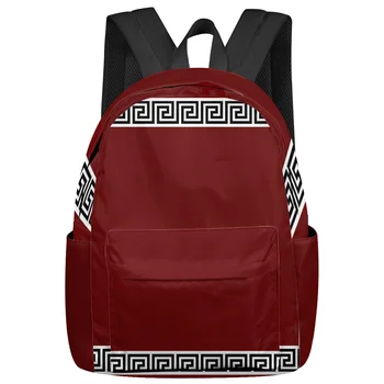 Красные Геометрические Женские и мужские рюкзаки в греческом стиле, водонепроницаемый школьный рюкзак для студентов, сумки для ноутбуков Mochilas для девочек