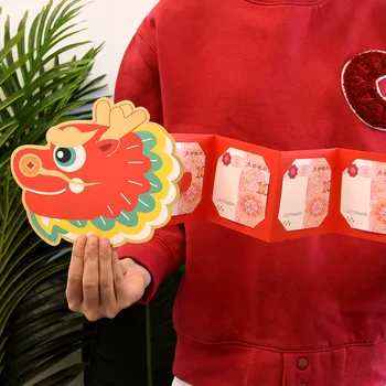 Красный конверт с китайским драконом, Мультяшный пакет, Денежные конверты, пакеты, Весенний фестиваль 2024, Сумка, Год Удачи, Карманный подарок