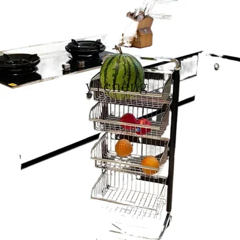 Кухонная стойка для овощей XC, Напольная Корзина для посуды, Передвижная тележка для хранения фруктов