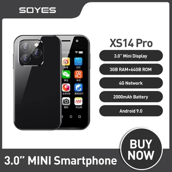 Мини-смартфоны SOYES XS14 Pro 4G LTE 3 ГБ + 64 ГБ Android 9,0 Четырехъядерный 3,0 Дюймовый Аккумулятор емкостью 2600 мАч Face ID Type-C Маленький Мобильный Телефон