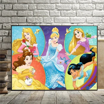 Мозаичная картина Диснея с бриллиантами Групповое фото красивых принцесс Диснея, Алмазная мозаика, украшение для дома, вышитое крестиком своими руками