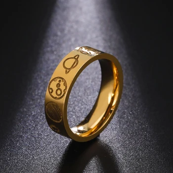 Новые креативные кольца Planet в европейском и американском стиле, мужские и женские кольца из нержавеющей стали с серебряным покрытием с рисунком планеты Сатурн