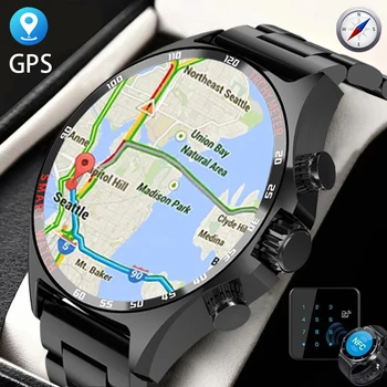 Новые смарт-часы с GPS, мужские Уличные Компасы, Спортивный Фитнес-браслет, Bluetooth-часы для вызова, Водонепроницаемые мужские смарт-часы для Android IOS