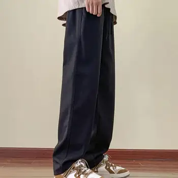 Однотонные мужские спортивные брюки в японском стиле, мужские брюки-карго с эластичной завязкой на талии, толстые мешковатые рабочие брюки для зимы