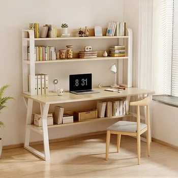Официальный оптовый стол HOOKI Комбинация книжных полок Встроенный компьютерный стол с выдвижным ящиком Простая домашняя спальня Студенческий кабинет