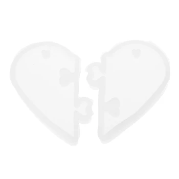 Пары брелков в форме сердца, силиконовая форма с отверстием, подвеска-головоломка, литье