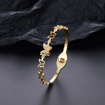 Полый браслет-бабочка Браслеты из нержавеющей стали для женщин Модные Очаровательные браслеты Ювелирные Аксессуары Подарки Бесплатная Доставка