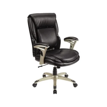 Поясничная поддержка Serta Infinite, офисное кресло с высокой спинкой, черная клеенчатая кожа