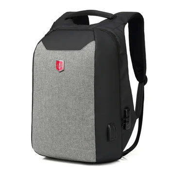Противоугонный Швейцарский деловой рюкзак Для мужчин с функцией внешней зарядки USB Рюкзаки для ноутбуков Оксфорд Водонепроницаемые дорожные сумки с кодовым замком