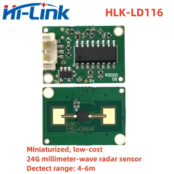 Радарный датчик HiLink 24G миллиметрового диапазона HLK-LD116 Мини-размера для обнаружения движения Со сверхдлинной дальностью обнаружения 4-6 м
