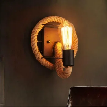 Ретро настенный светильник из пеньковой веревки для промышленного освещения ресторана Винтажный американский Лофт в помещении Простой бар Кафе Клуб Home