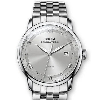 Роскошные мужские часы Lobinni 40 мм Автоматические механические наручные часы с водонепроницаемой сапфировой застежкой-бабочкой простого дизайна