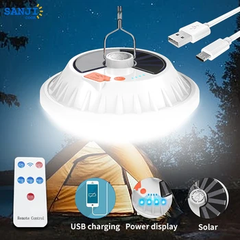 Светодиодный солнечный перезаряжаемый светильник UFO SanjiCook с USB-кабелем для зарядки Подходит для прилавков ночного рынка, наружного освещения кемпинга.