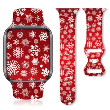 Силиконовый ремешок с бабочкой и принтом зимней снежинки для Fruit Watch Band S9/8/7/6/5/4/3/2/1 Ultra 38/40/41 мм 42/44/45/49 мм
