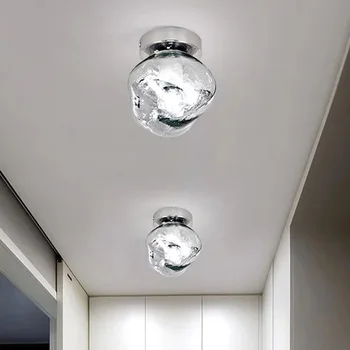 Скандинавский современный стеклянный потолочный светильник для спальни, прохода, коридора, входных ламп, украшения дома, светильники для внутреннего освещения, блеск