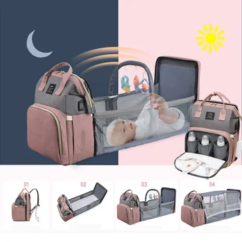 Складная детская кроватка, сумка для подгузников, многофункциональная сумка для мамы, большая вместимость, водонепроницаемая уличная сумка, детская коляска для новорожденных, кроватка, сумка для мамы
