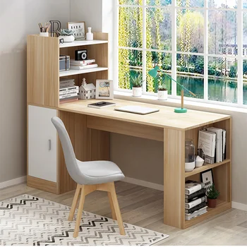 Современная деревянная мебель угловой стол домашний офисный стол с книжной полкой белый компьютерный стол